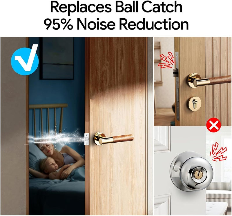 Mousike Door Ball Catch Hardware, Adjustable Hidden Magnetic Ball Catch, Stainless Steel Strike Plate with Strong Suction, Closet Ball Latch Replacement for Top of Door (4 Pack, Silver) - Image 3